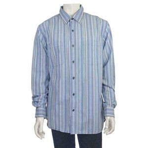 TIMBERLAND Shirt Long Sleeve Sz. XL 100% Cotton Striped Casual White Blue
